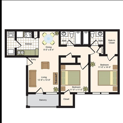 D1 | 2x2 | 917 sq ft