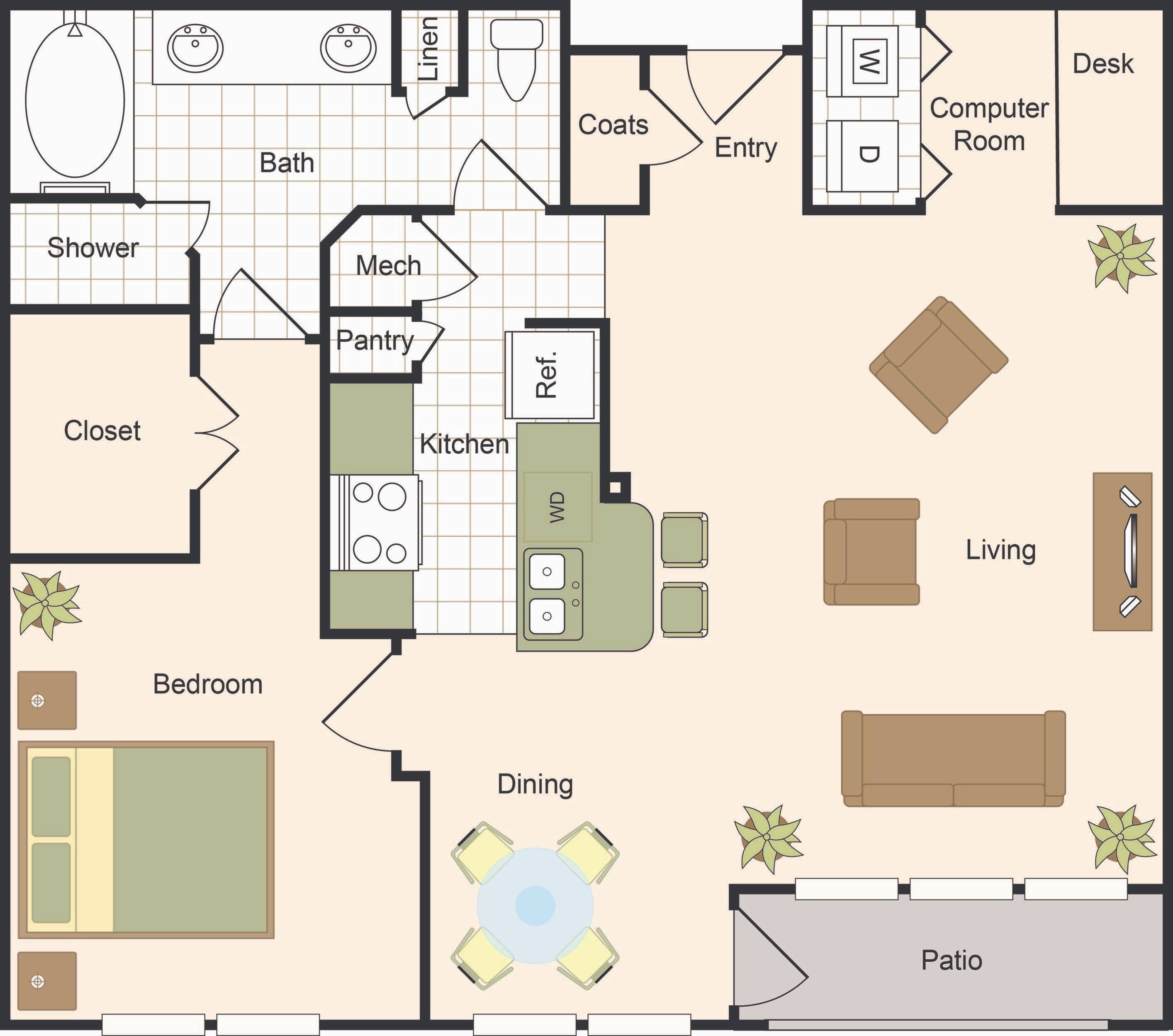 One Bedroom Floorplan