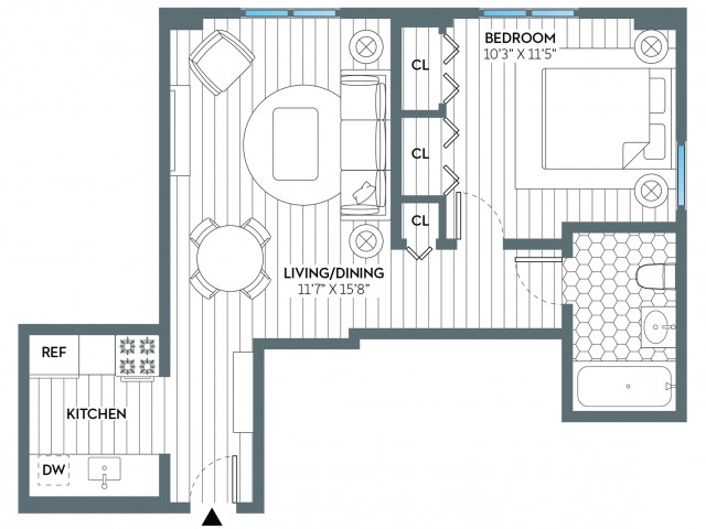 Harrison | 1 bed 1 bath | from 583 square feet