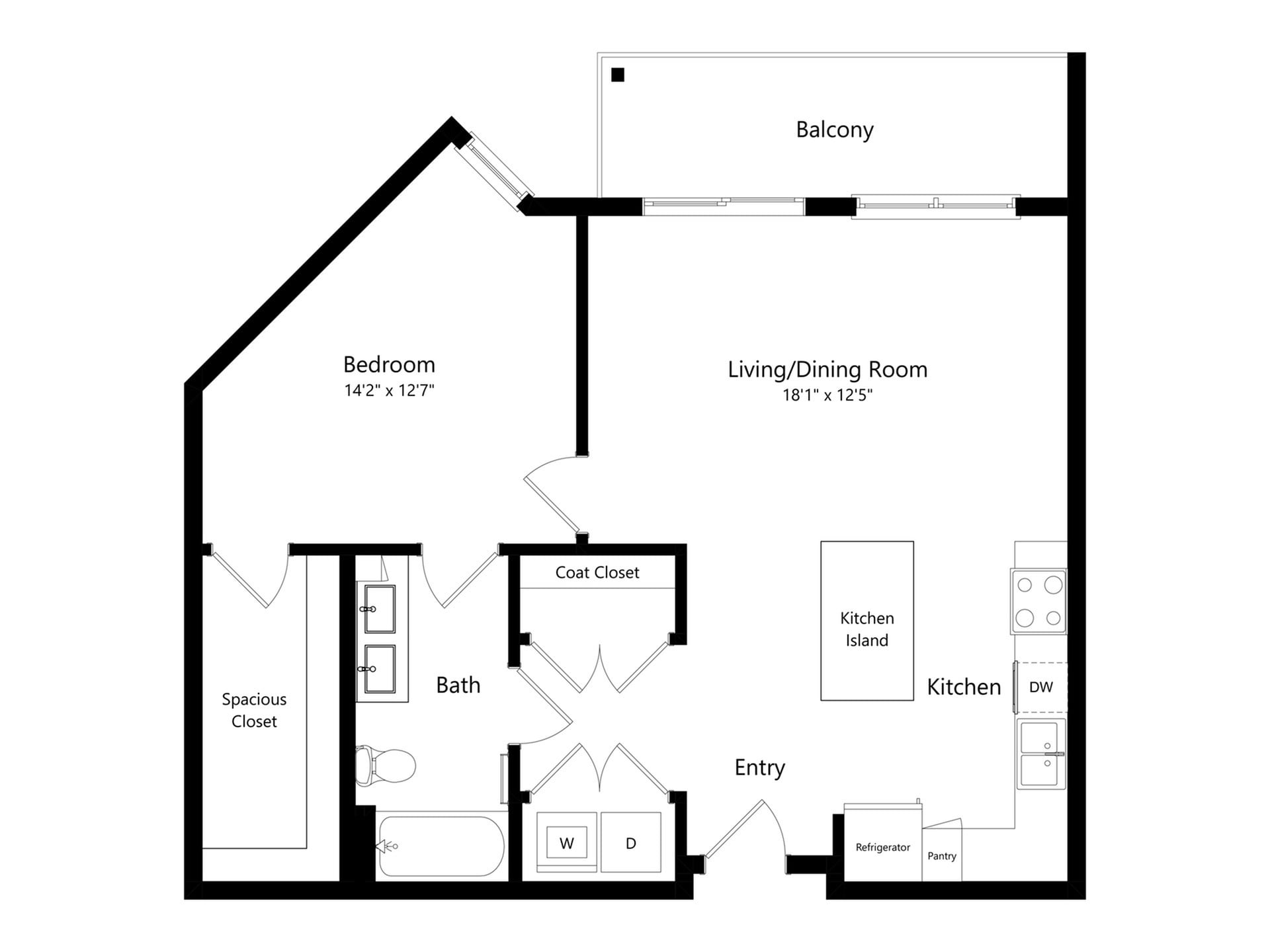Floor plan layout diagram for 1B-3