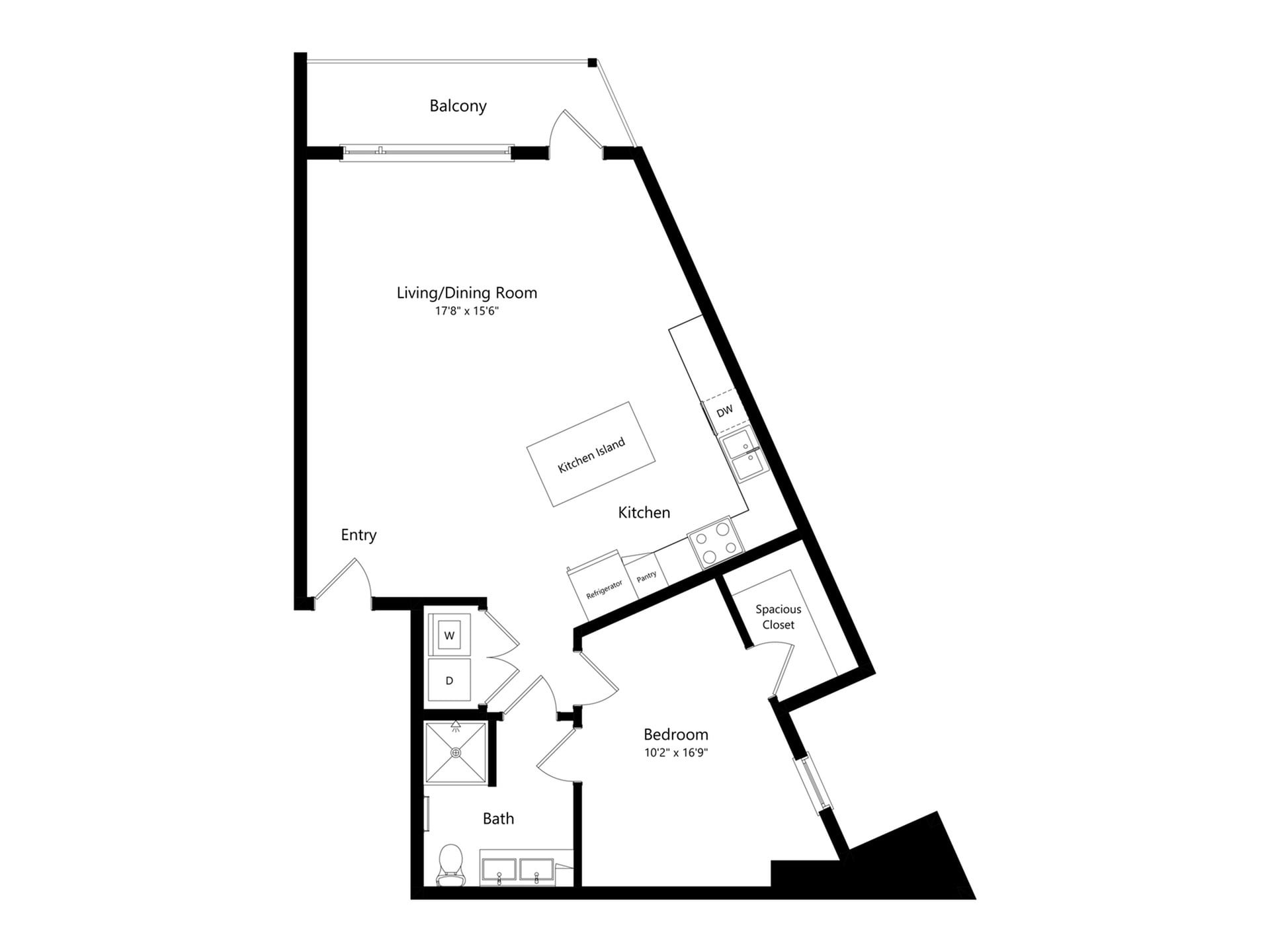 Floor plan layout diagram for 1B-5