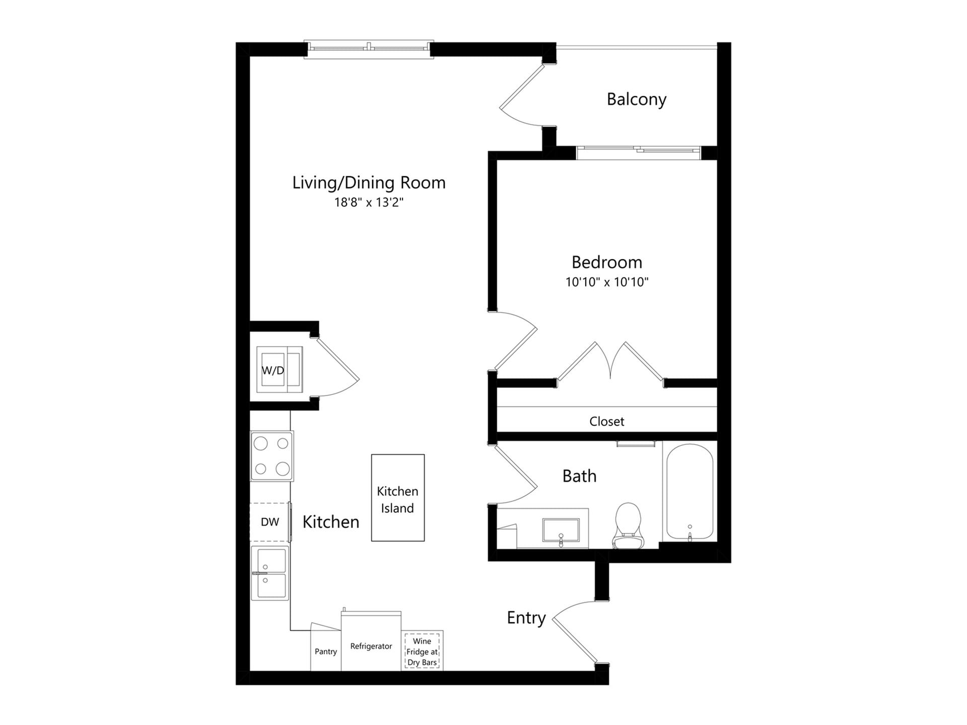 Floor plan layout diagram for 1B-6