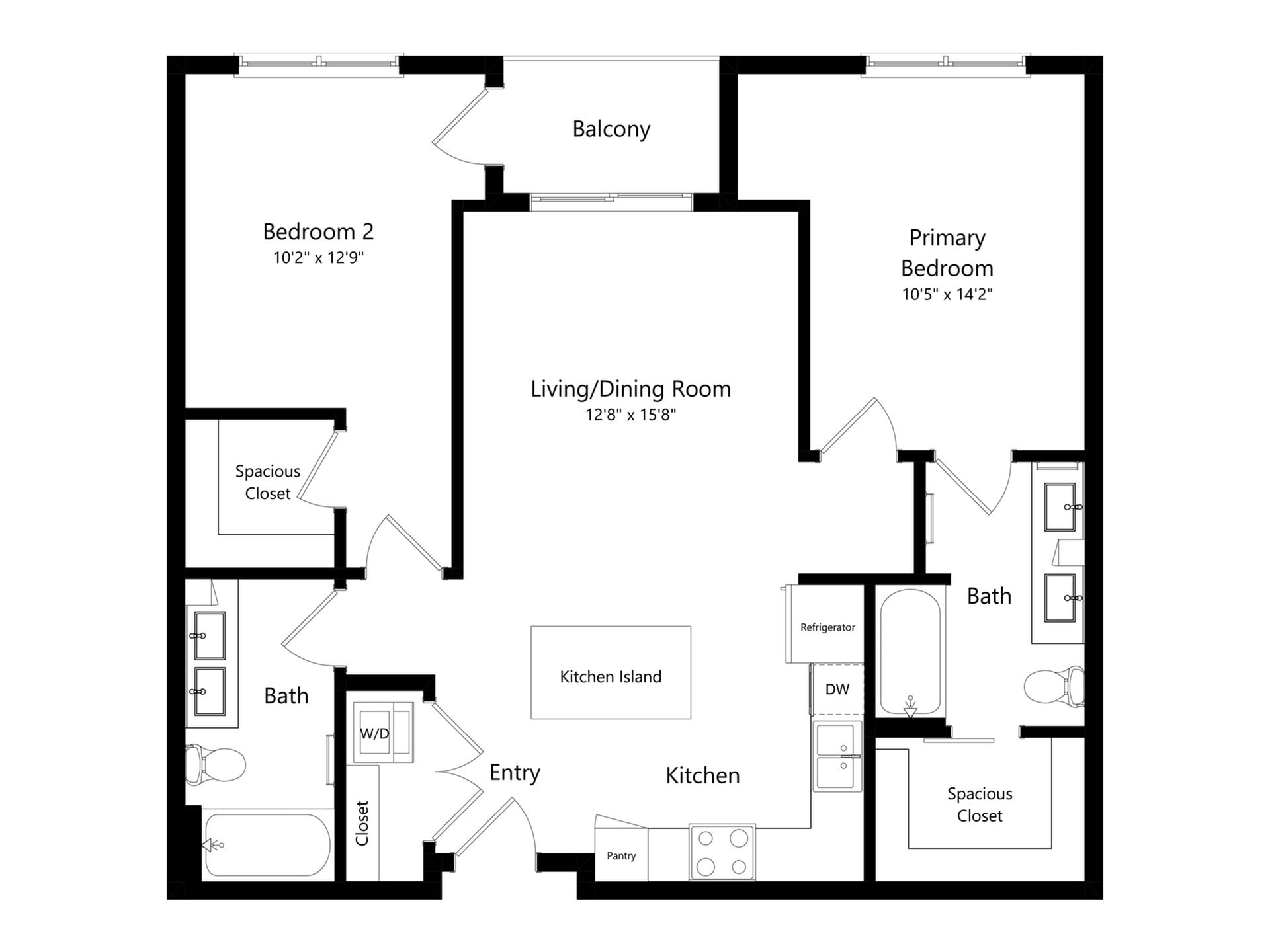 Floor plan layout diagram for 2B-2