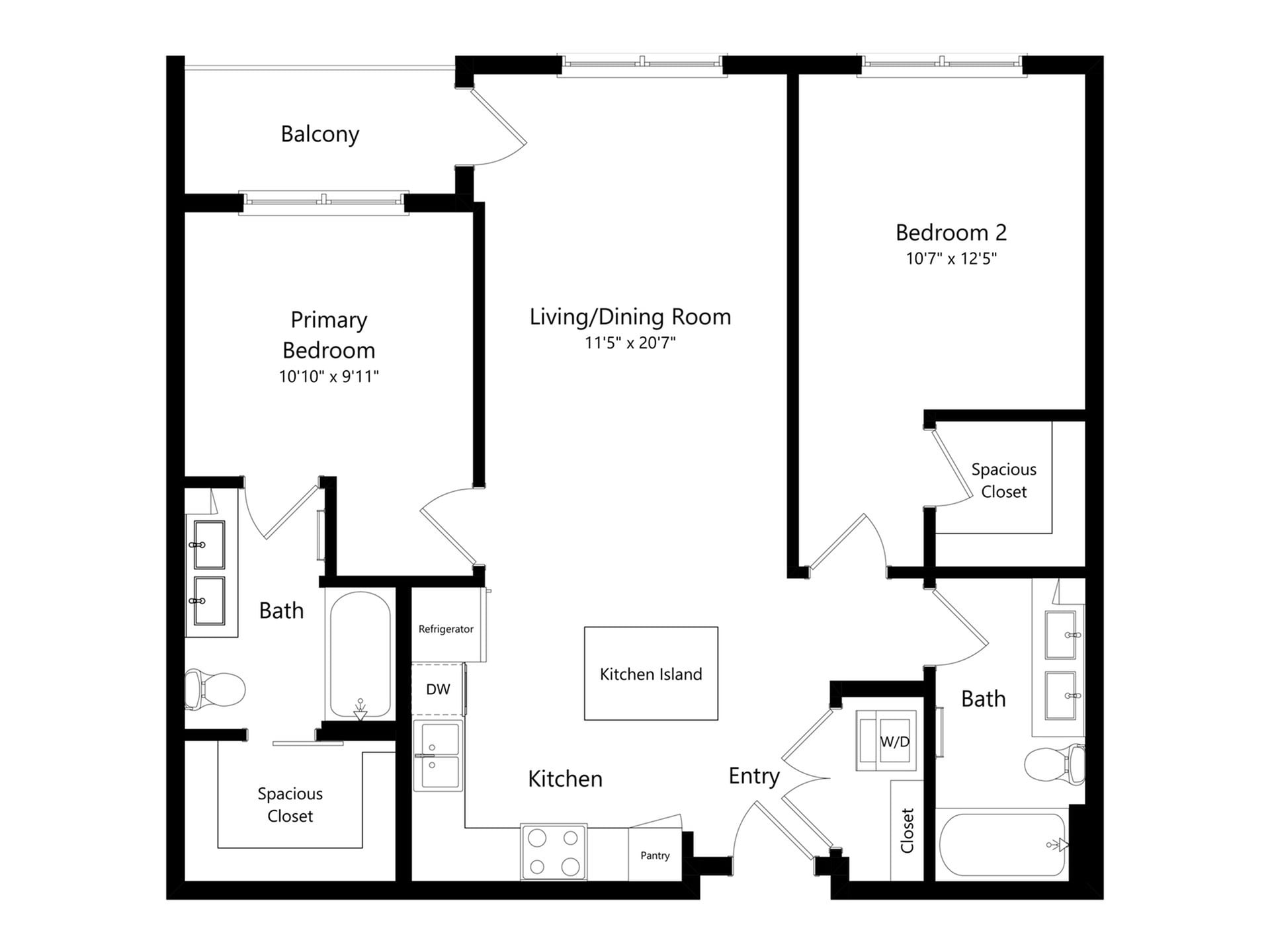 Floor plan layout diagram for 2B-3