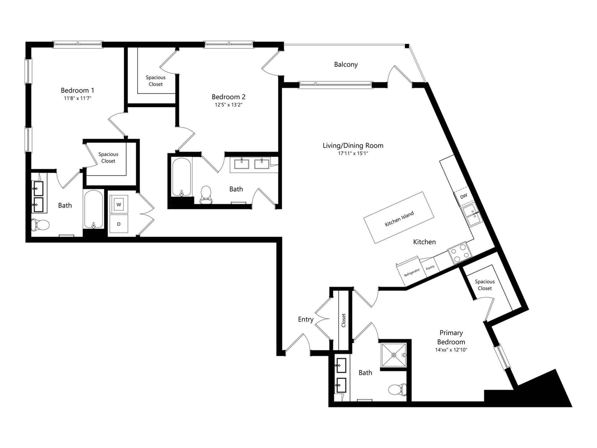 Floor plan layout diagram for 3B-2