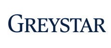 Modern GREYSTAR logo in bold blue font, representing innovative property management.
