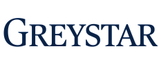 Sleek and modern navy blue Greystar logo, symbolizing innovation and excellence in real estate management.