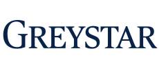 Elegant Greystar logo in dark blue, showcasing sophisticated branding.