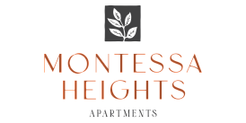 Elegant Montessa Heights Apartments logo featuring a stylish leaf motif.