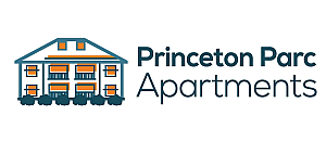 Charming logo of Princeton Parc Apartments featuring a stylized building illustration with vibrant orange accents.