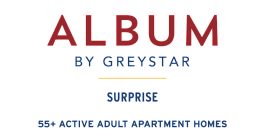 Elegant ALBUM by Greystar logo for 55+ active adult apartment homes in Surprise.