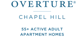 Sophisticated Overture Chapel Hill logo for vibrant 55+ active adult apartment homes.