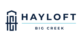 Hayloft Big Creek logo, featuring modern and sleek architectural design elements in a sophisticated navy blue.