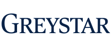 Modern Greystar logo with sleek, bold typography in deep navy blue.