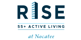 Rise at Nocatee logo highlighting active 55+ living community.