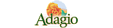 Elegant Adagio logo featuring a stylized orange rose alongside artistic text.