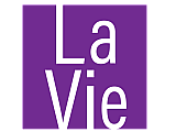 Elegant purple and white logo for La Vie, showcasing modern simplicity and brand sophistication.