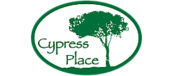 Elegant logo design for Cypress Place featuring a stylized green tree on a clean white background.