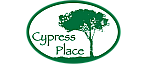 Elegant Cypress Place logo featuring a prominent green tree silhouette enclosed in an oval design.