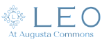 Elegant logo of Leo at Augusta Commons featuring a decorative leaf design.