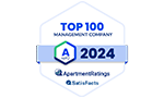 Top 100 Management Company 2024 badge from Apartment Ratings and SatisFacts.