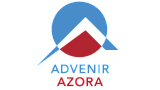 Advenir Azora logo with a modern design featuring overlapping blue and red geometric shapes.