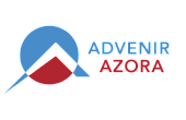 Advenir Azora logo featuring a modern design with blue and red geometric shapes and bold typography.