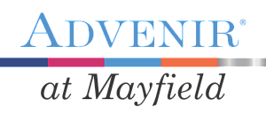 Elegant Advenir at Mayfield logo with a modern color palette design.