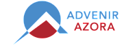 Distinctive Advenir Azora logo with a modern design featuring geometric shapes in blue and red.