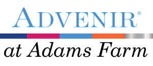 Advenir apartment living logo with colorful accent stripes and slogan 'We Do Home Right.'