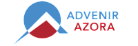 Dynamic logo featuring a modern geometric design in blue and red, with 'Advenir Azora' text creating a sleek and professional look.