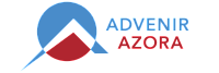 Modern logo design featuring geometric shapes and bold colors for Advenir Azora.