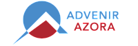 Advenir Azora logo featuring a modern design with blue and red geometric shapes.