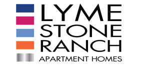 Vibrant logo for Lymestone Ranch Apartment Homes featuring bold colorful stripes.