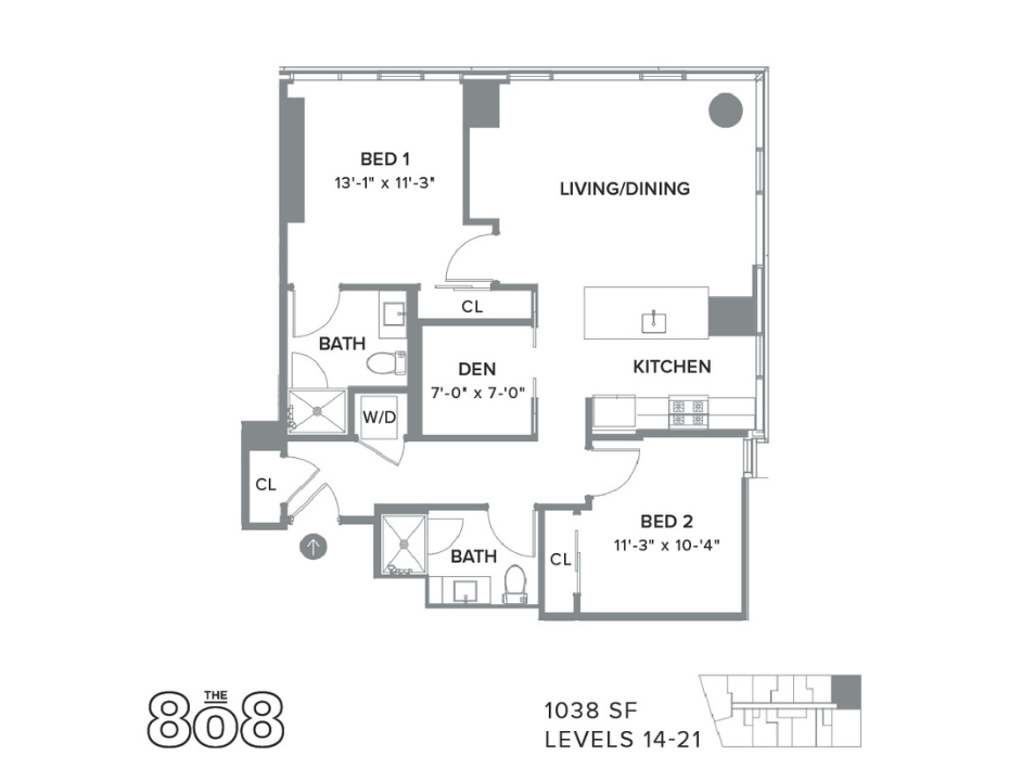 2 Bed 2 Bath-Den