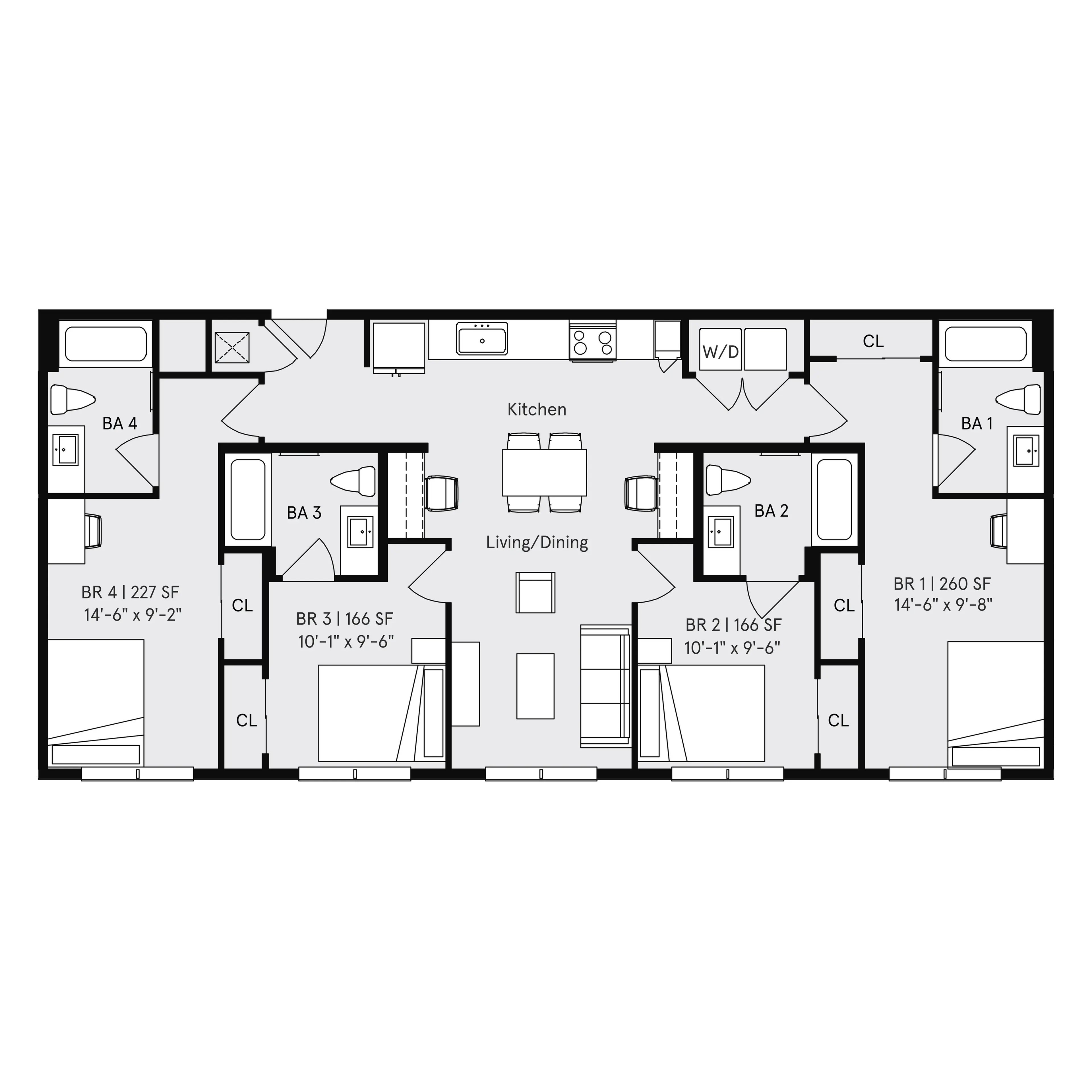 Private Bedroom in a 4x4A_floor_plan