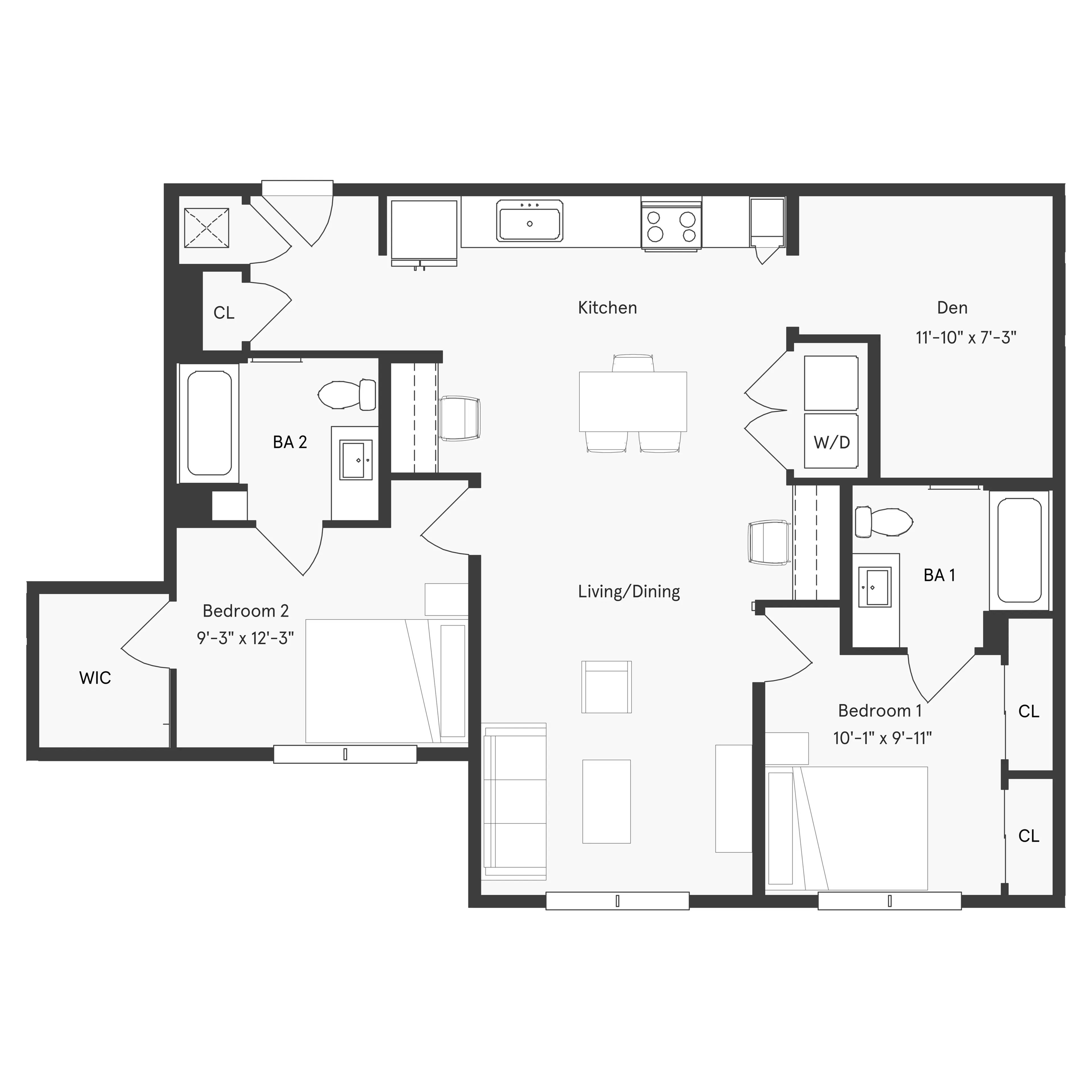 2x2B + Den_floor_plan