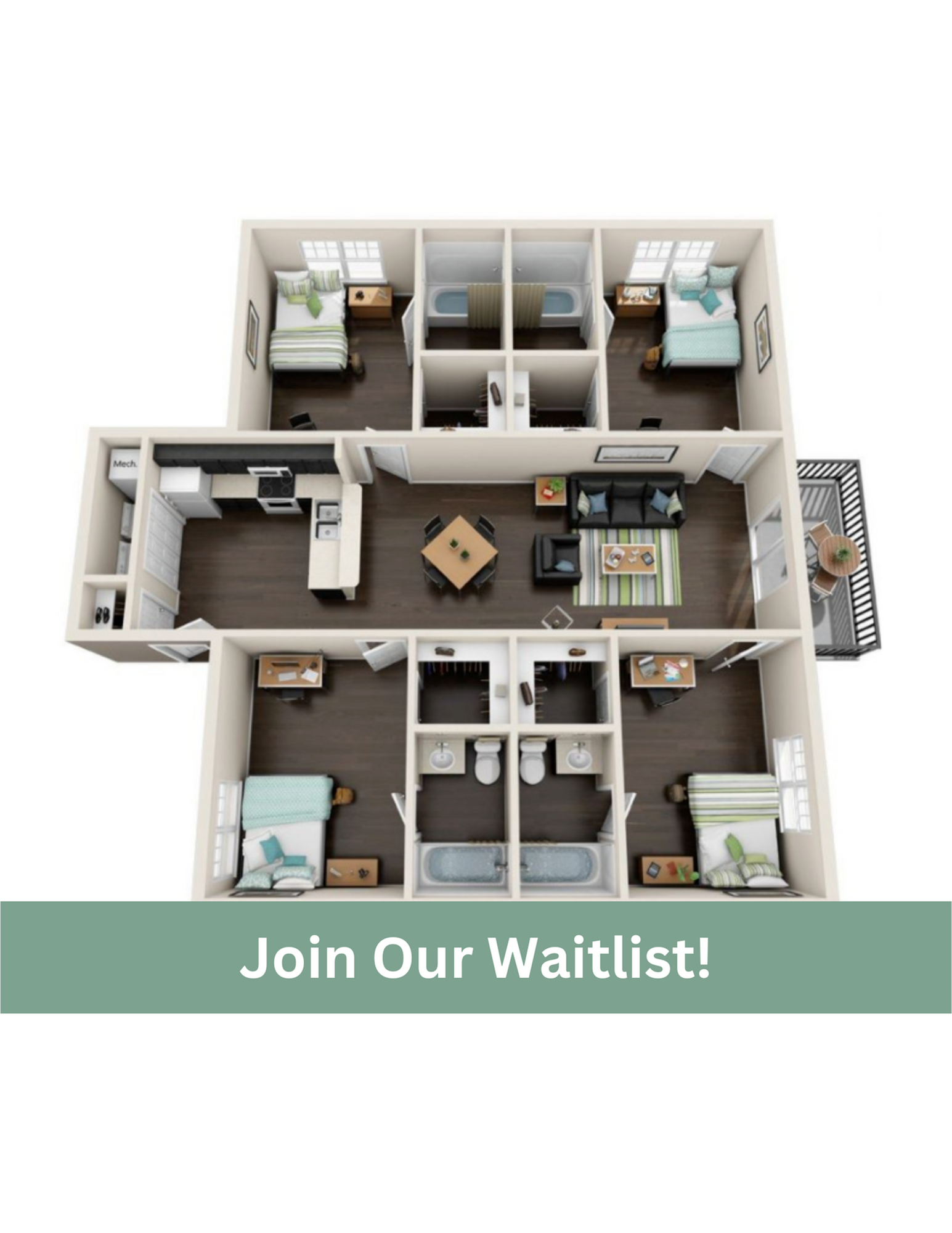 4x4 4 Bed Apartment Valley Falls Apartments