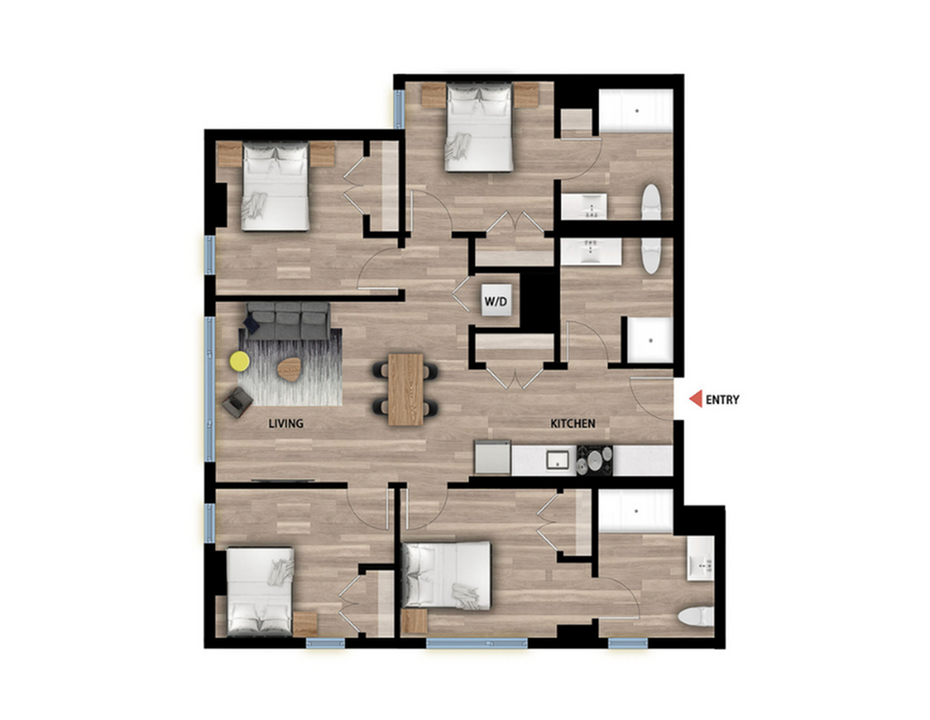 Private Bed in a 4 Bed 3 Bath B_floor_plan