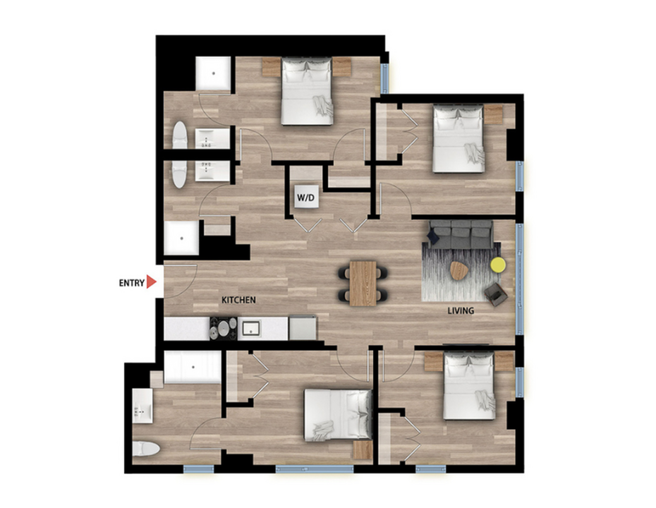 Private Bed in a 4 Bed 3 Bath A_floor_plan