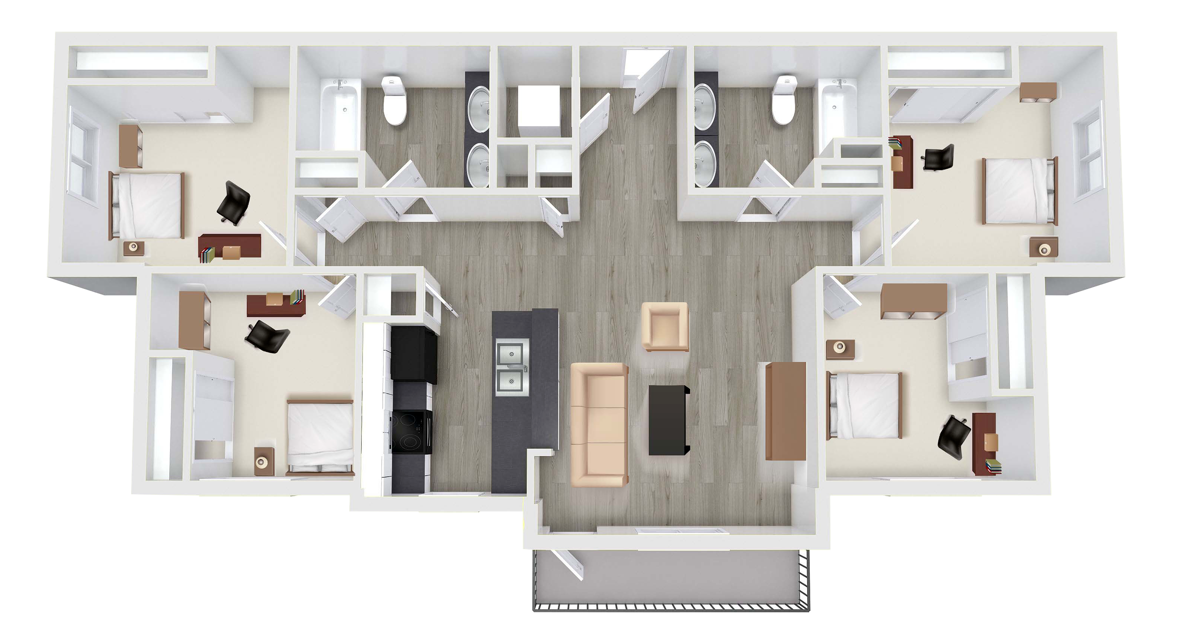 4 Bed/2 Bath Furnished