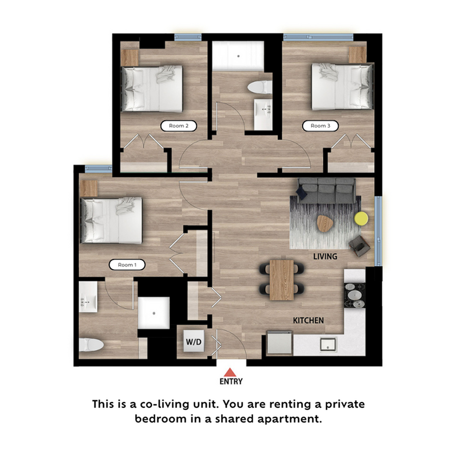 Private Bed in a 3 Bed 2 Bath B_floor_plan
