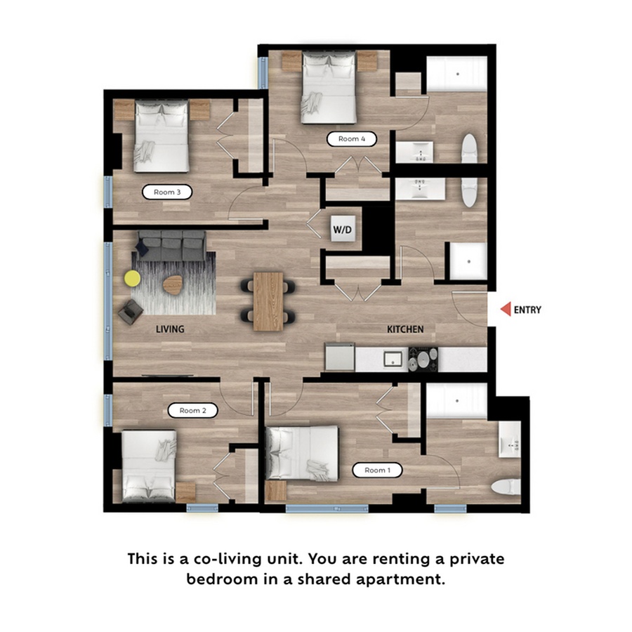 Private Bed in a 4 Bed 3 Bath B_floor_plan