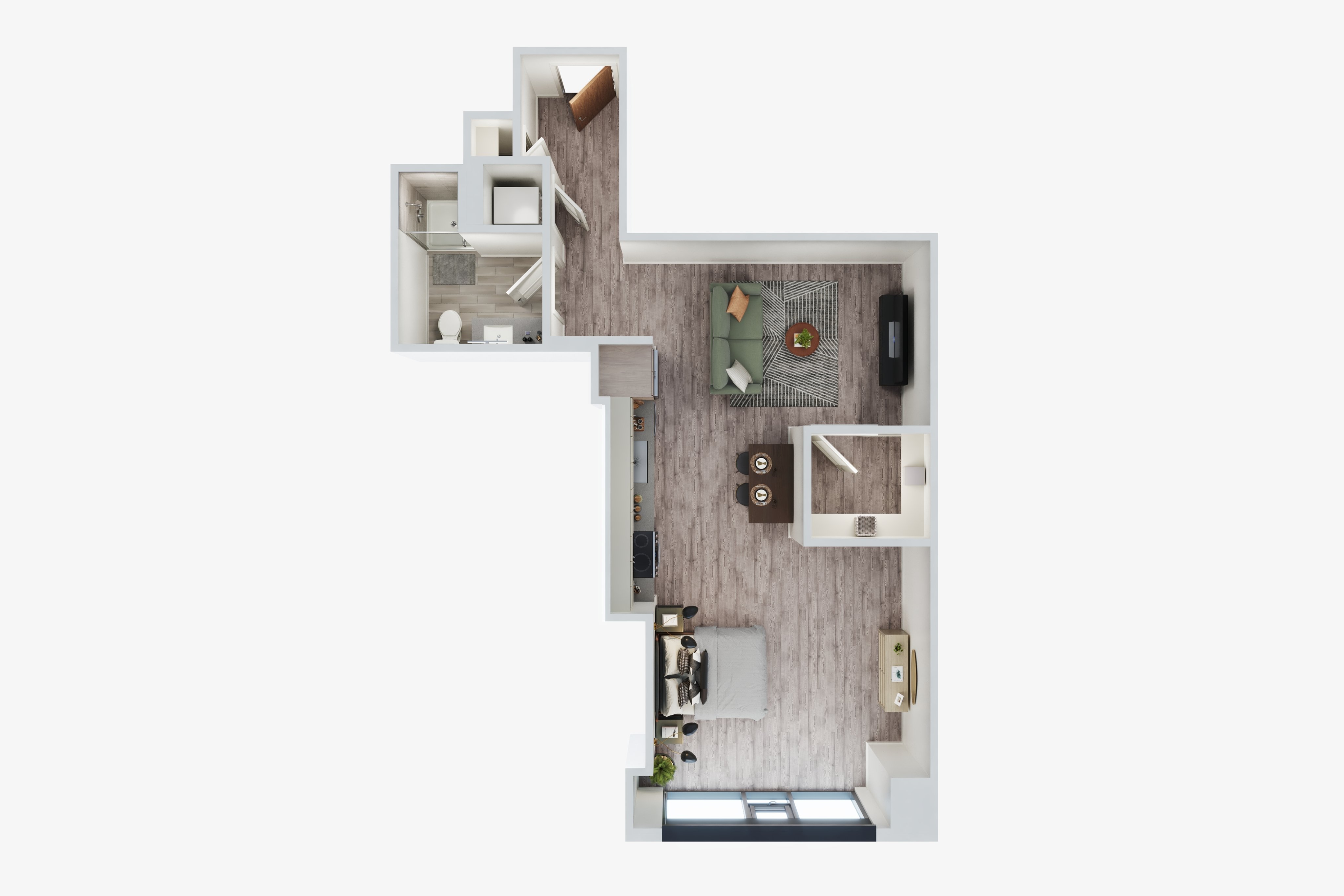 Studio 1 Bath-Alcove