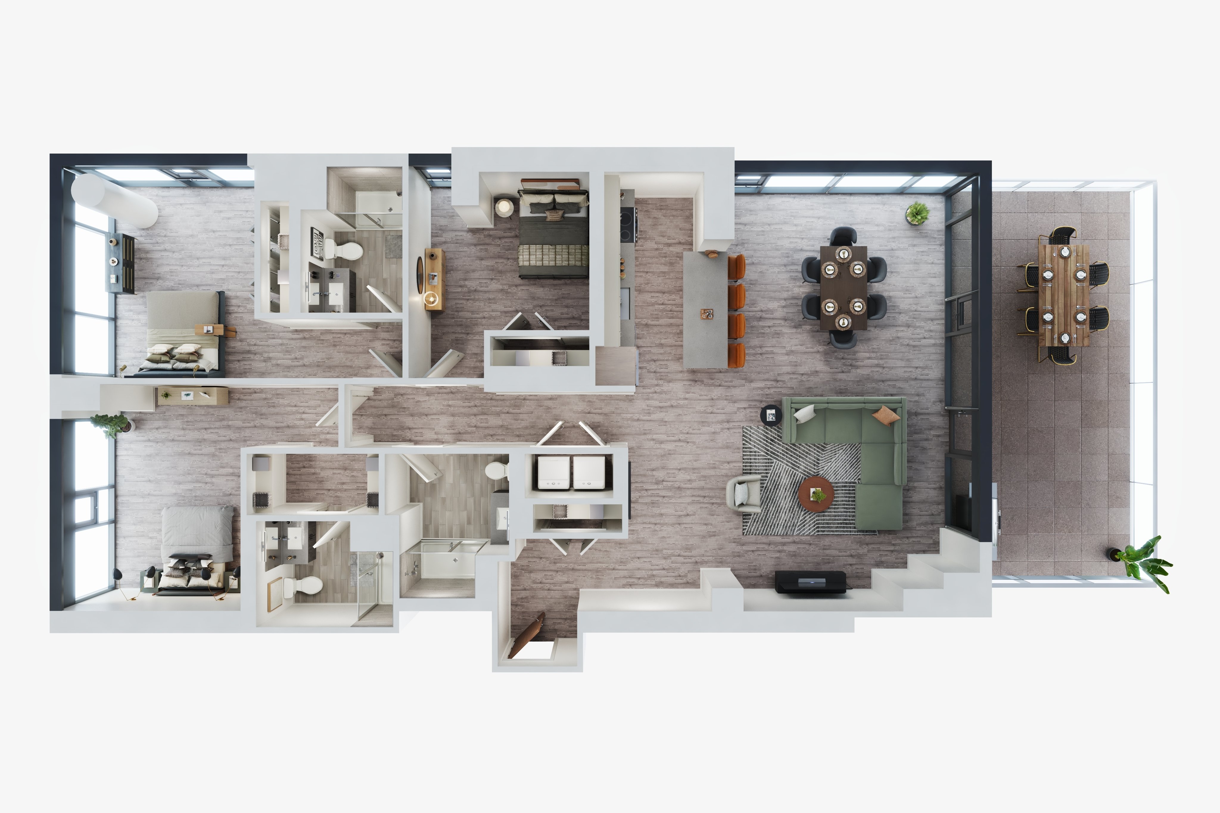 3 Bed 3 Bath Penthouse with Terrace