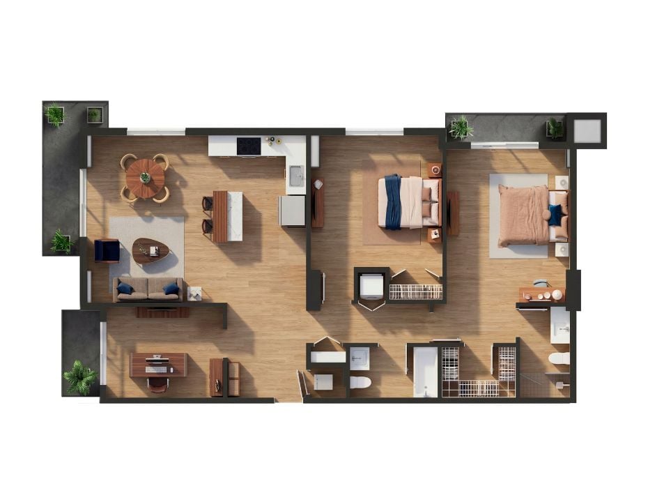 2x2 Den floor plan