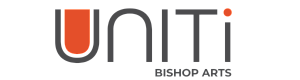Uniti Bishop Arts logo with modern design and vibrant orange accent.