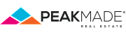 PeakMade Real Estate logo featuring vibrant geometric design with pink, blue, and orange triangles.