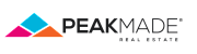 Modern PeakMade Real Estate logo featuring vibrant geometric shapes in blue, pink, and orange.