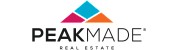 Modern PeakMade Real Estate logo with colorful geometric design.